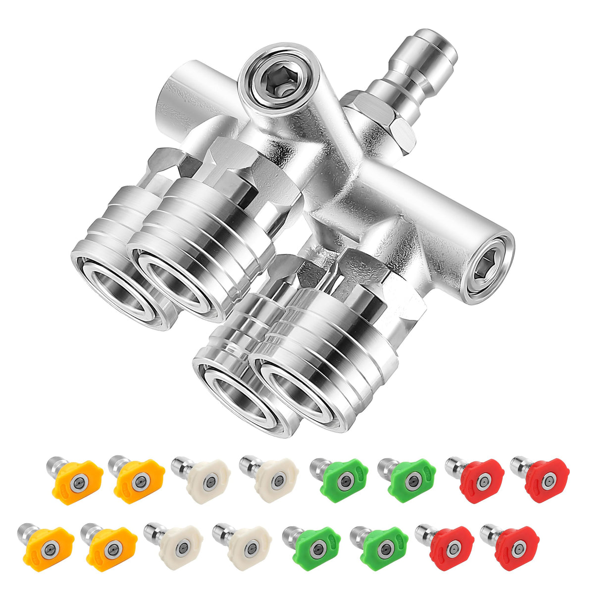 EZALOR quadruple-tip set in stainless steel for versatile cleaning