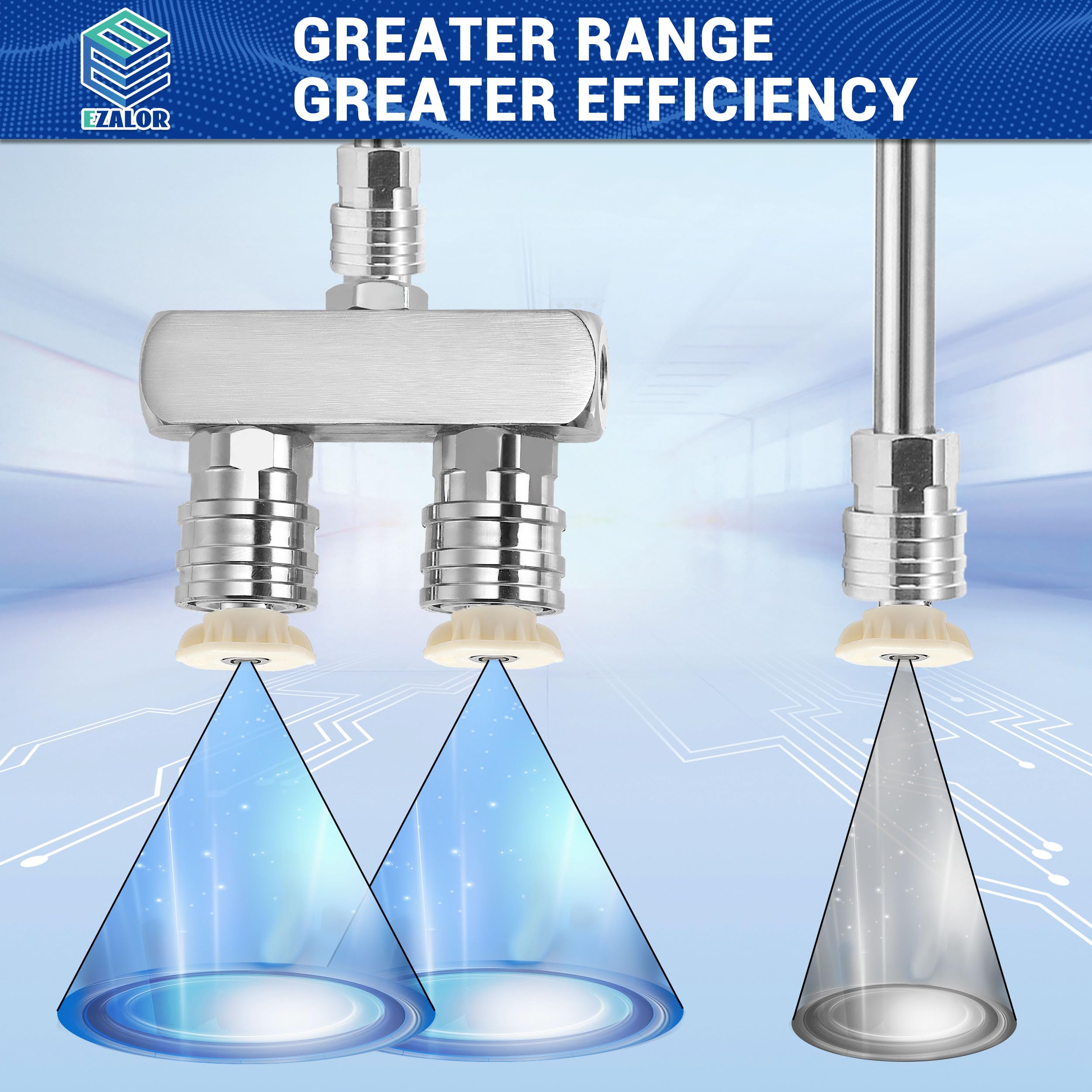 EZALOR two-in-one nozzle tip with quick-connect enables easy switching.