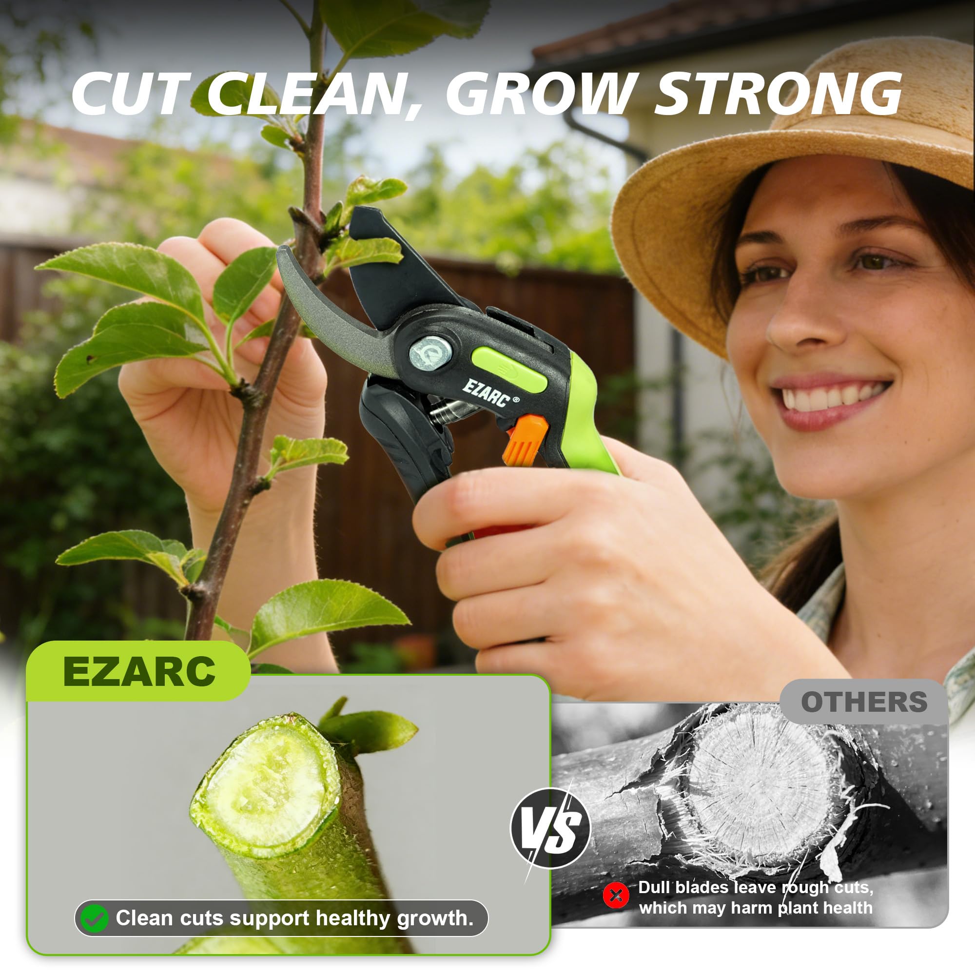 EZARC pruning shears pruning roses with precise, clean cuts