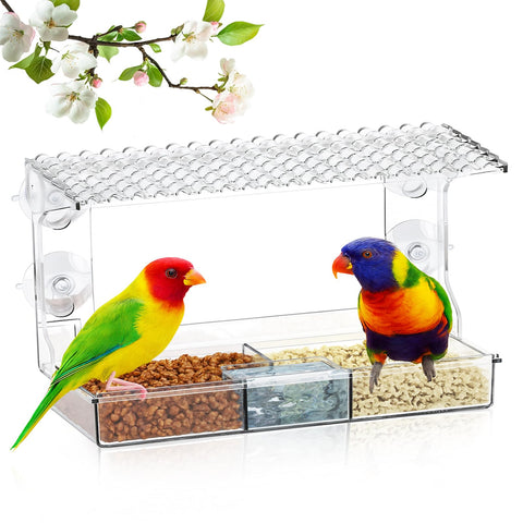 EZIYIN clear window bird feeder with strong suction cups for stable indoor viewing