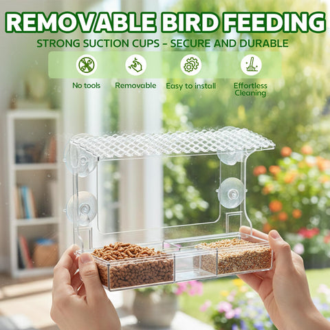 EZIYIN clear-window feeder showcasing orioles and finches from your kitchen