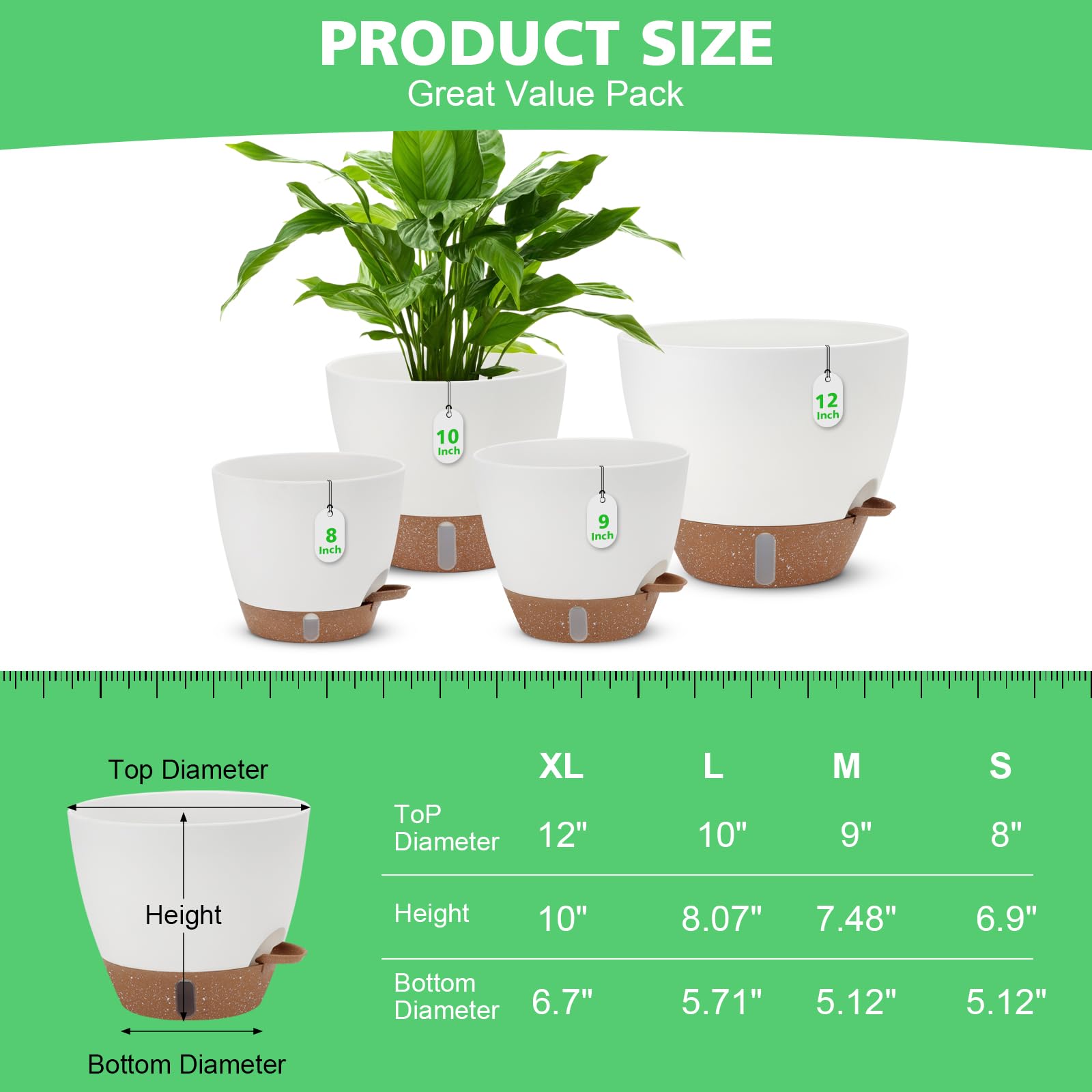Ezmixcoop pot set in 12, 10, 9, 8 inches for versatile indoor plants