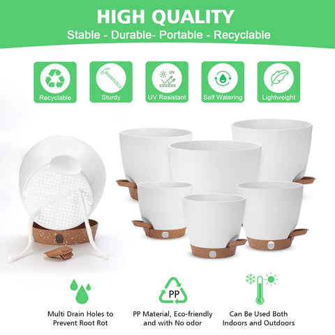 Ezmixcoop self-watering planter 5.5 inch with water level view helps avoid overwatering