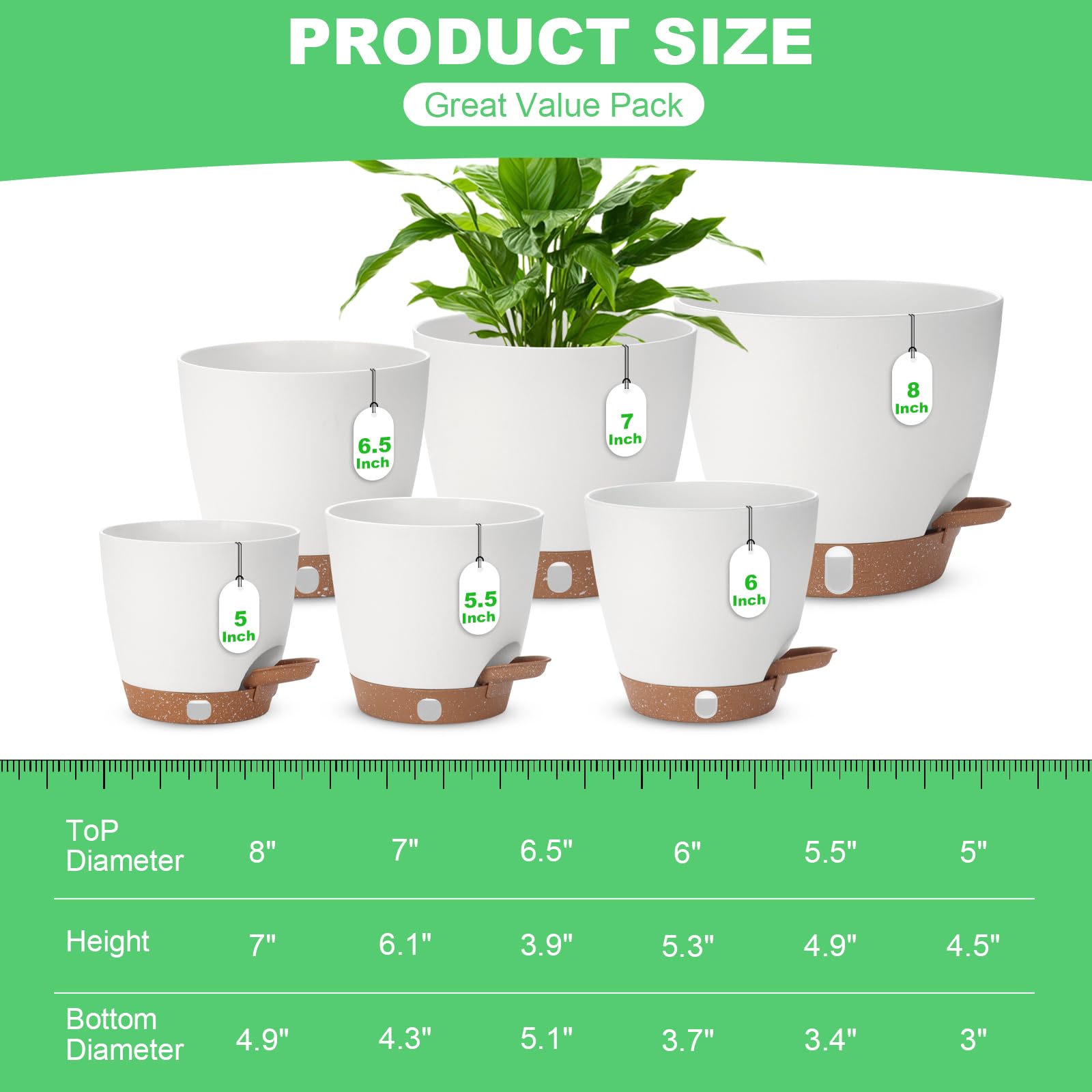 Ezmixcoop self-watering planter 7 inch with water level window for simple daily care