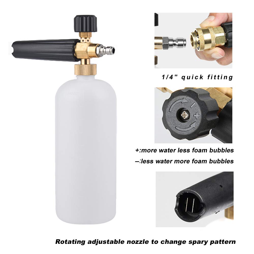 EzoLife foam cannon 1-liter bottle image highlighting ample foam capacity for extended cleaning