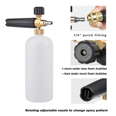 EzoLife foam cannon 1-liter bottle image highlighting ample foam capacity for extended cleaning