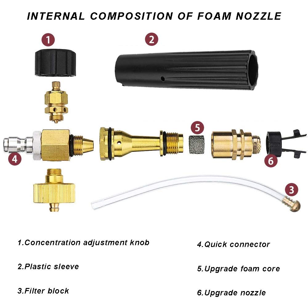 Durable brass body of EzoLife foam cannon withstands high-pressure use