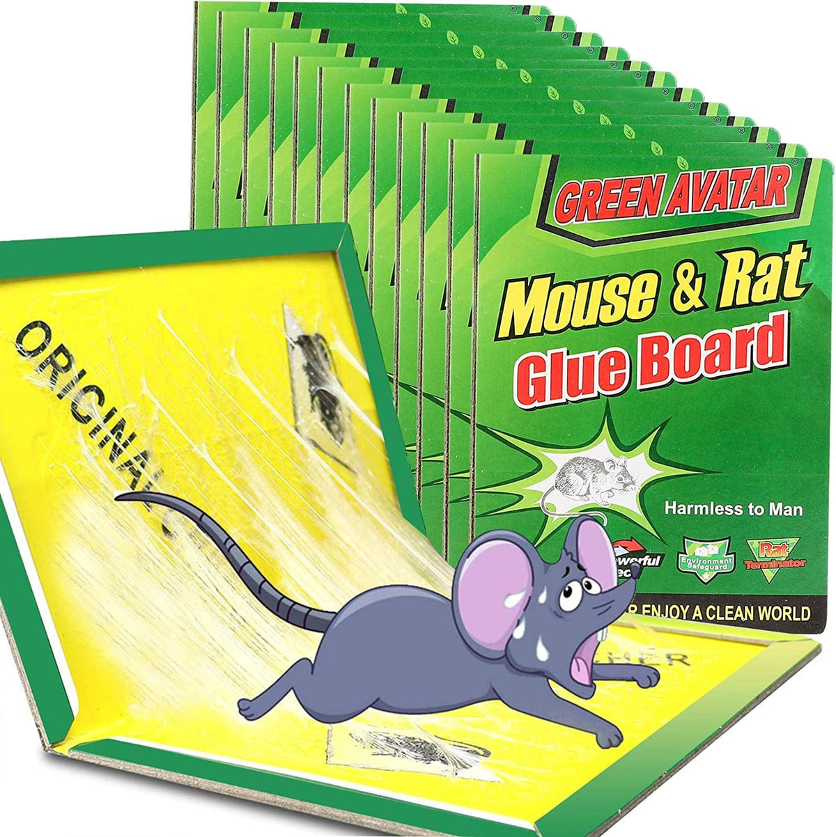 Ezoon 12-pack large mouse glue traps for indoor and outdoor use.