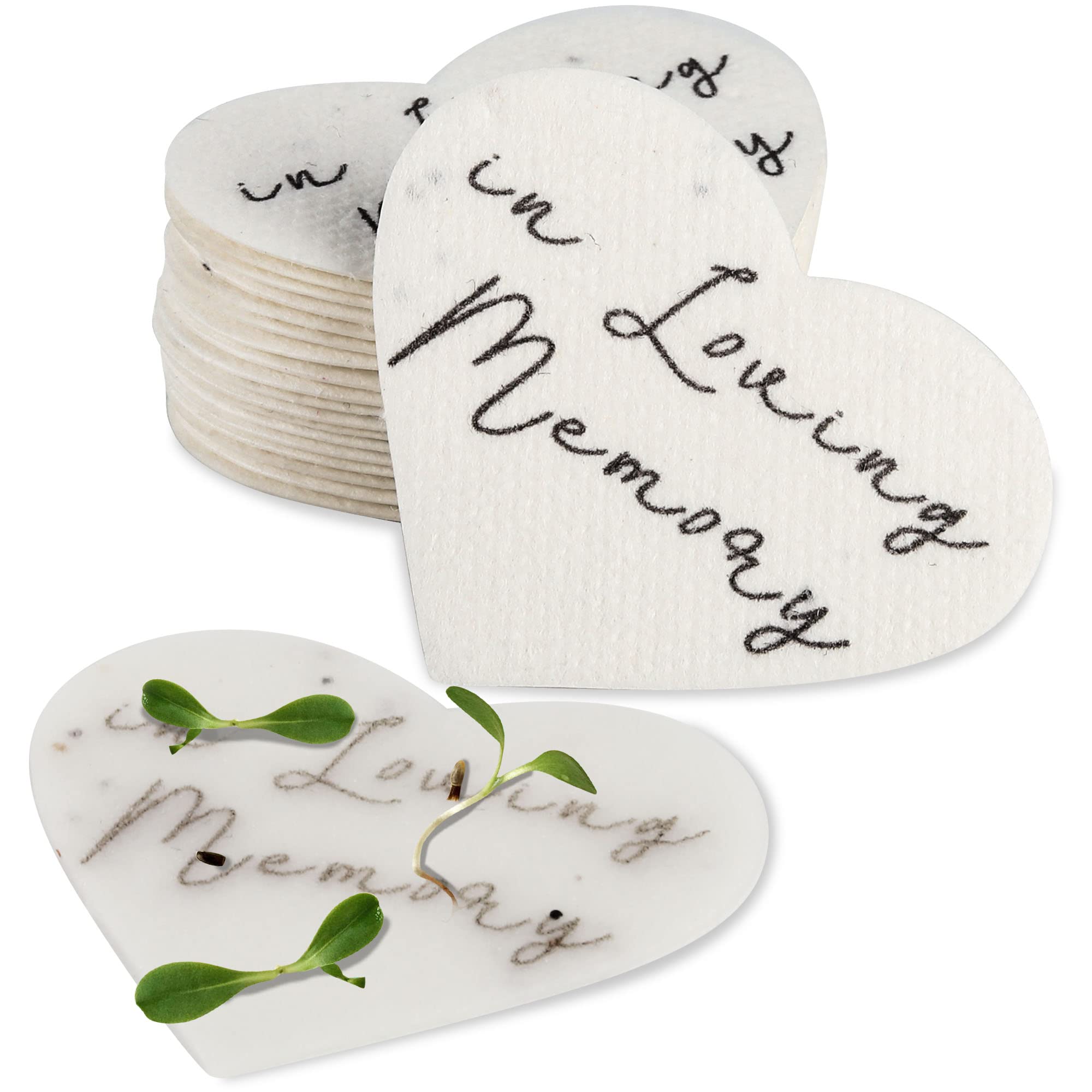 Ezoon seed paper hearts ready for loving memory in a 50-pack.