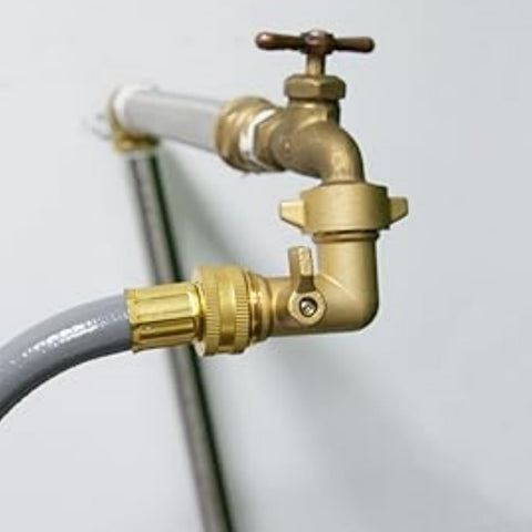 EZtar durable brass elbow withstands outdoor use for RV and garden setups.