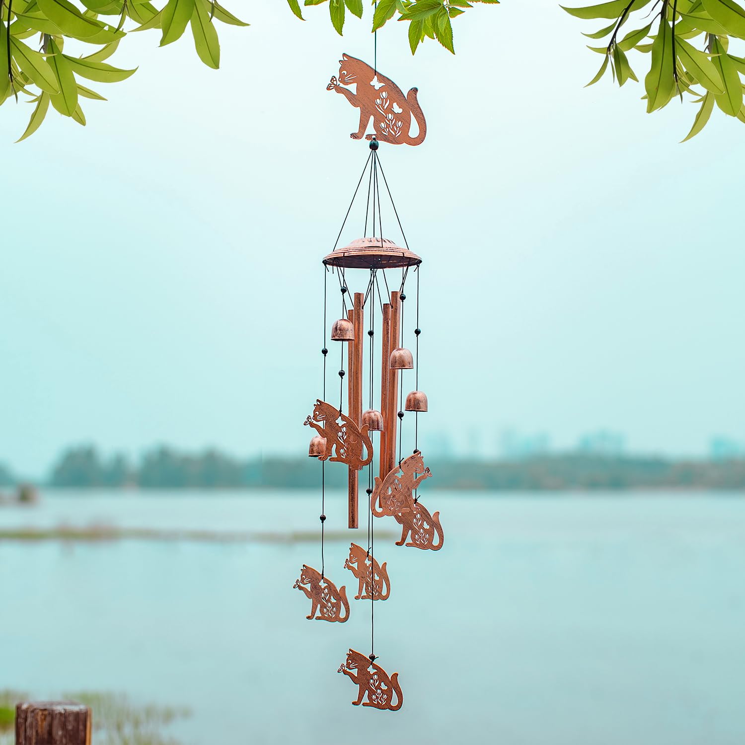 EZTZEN cat wind chime memorial keepsake with comforting tones.