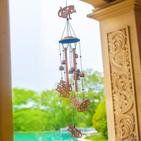 EZTZEN cat wind chime porch hanging offers long 37 inch length.