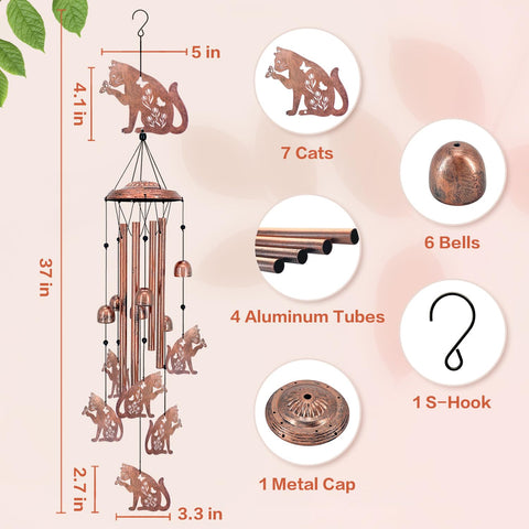 EZTZEN cat wind chime terrace blends elegant decor with calming sound.