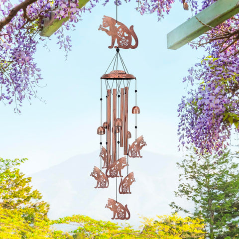 EZTZEN cat wind chime yard decor withstands weather for year-round display.