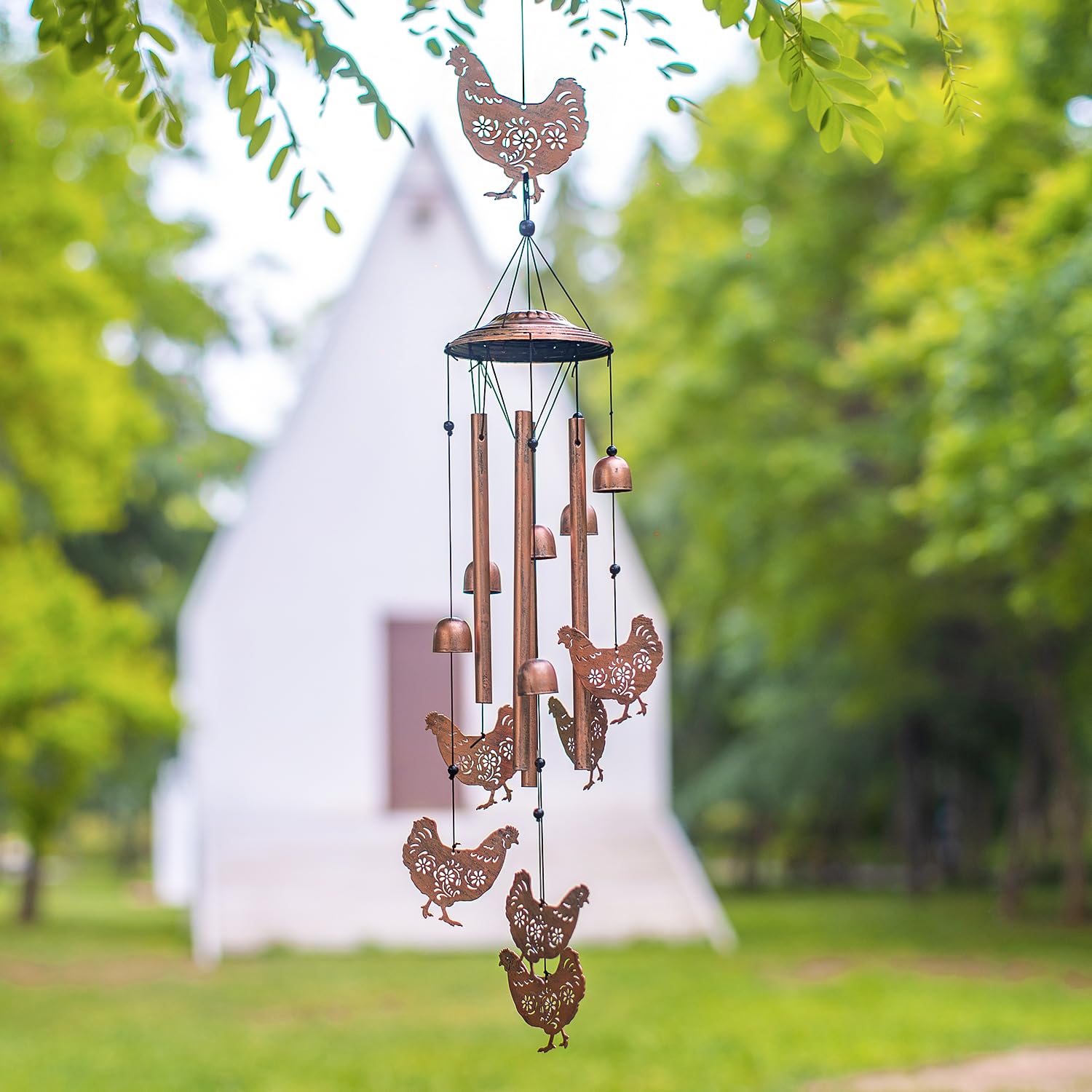 EZTZEN wind chimes garden set adds decorative movement and tranquil tones.