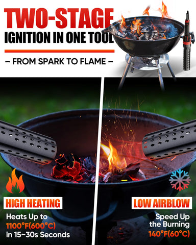 EZUVITA airflow boosts flame up to 1100°F