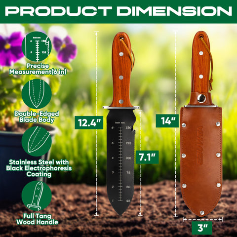 EZUVITA Hori Hori full tang wood handle for comfortable control