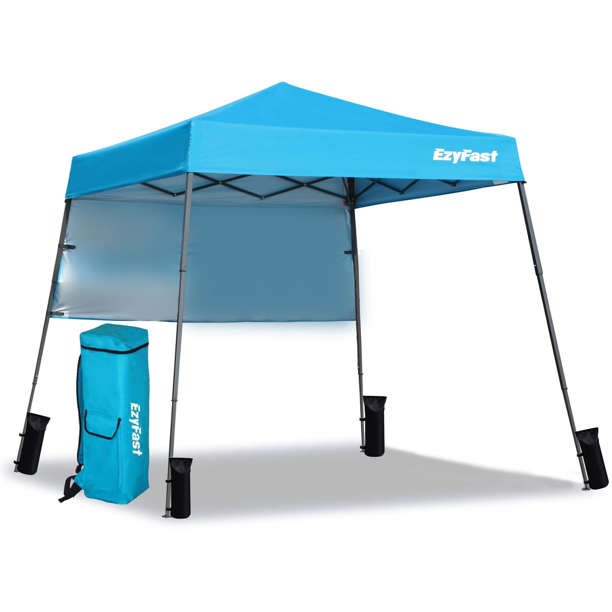 EzyFast ultra-compact canopy base provides shade for outdoor gatherings.