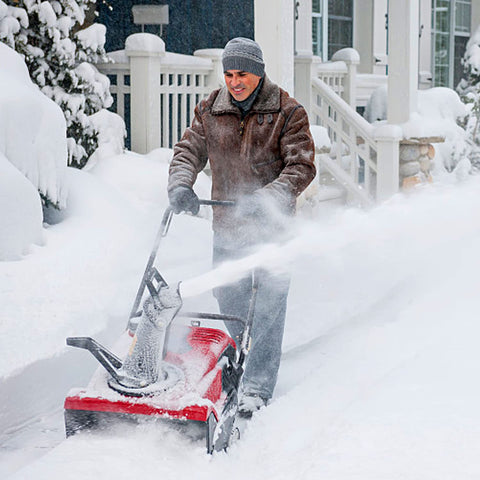 EZYPak snowthrower in use shows maintained control in deep snow