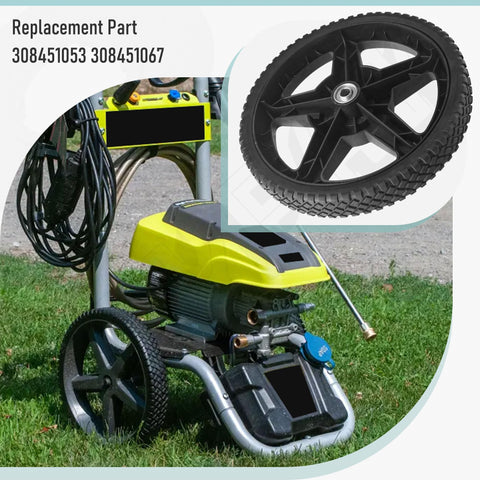 EZYPak pressure washer wheel enables quick repositioning on uneven surfaces.