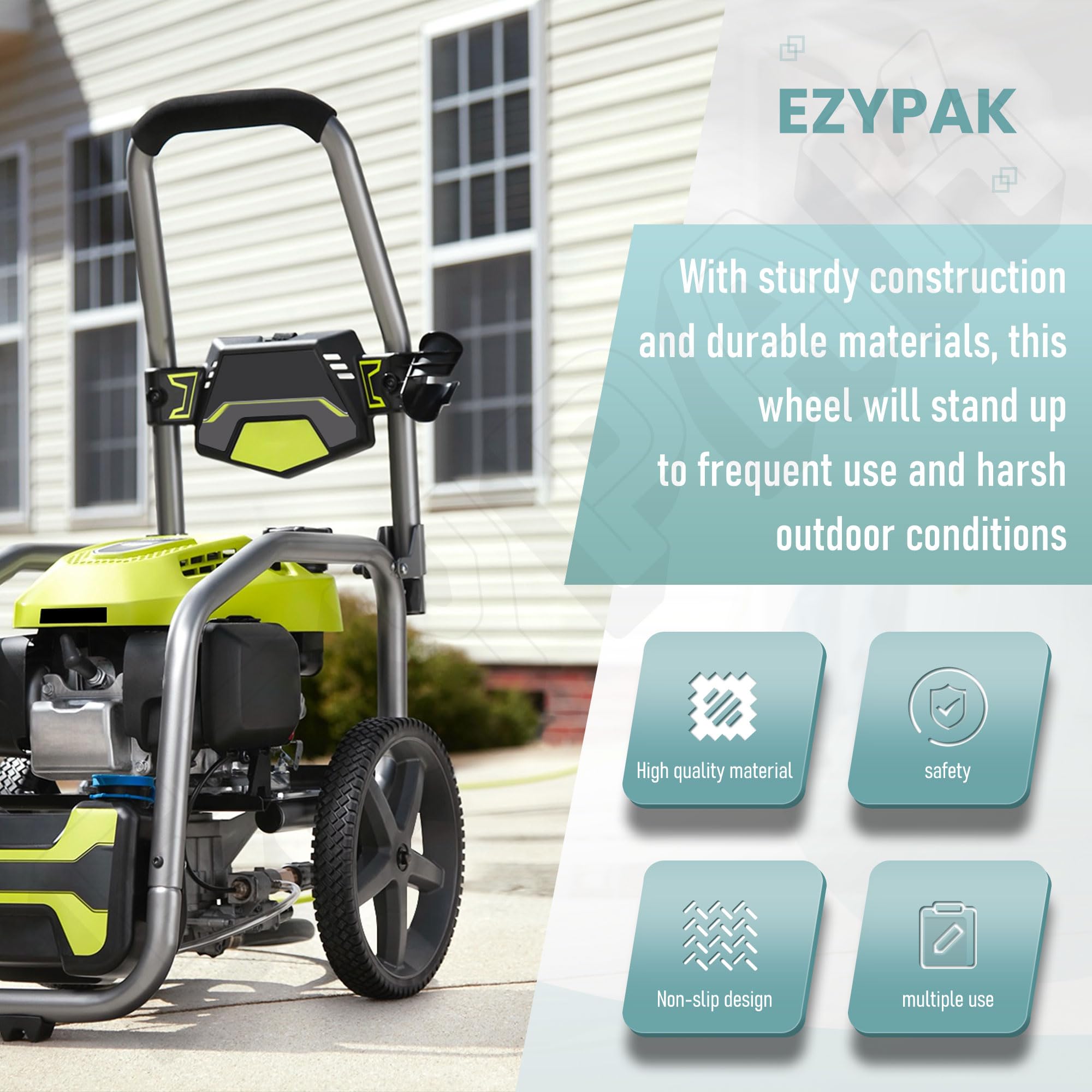 EZYPak replacement wheel with 1/2 inch center hole for secure mounting.