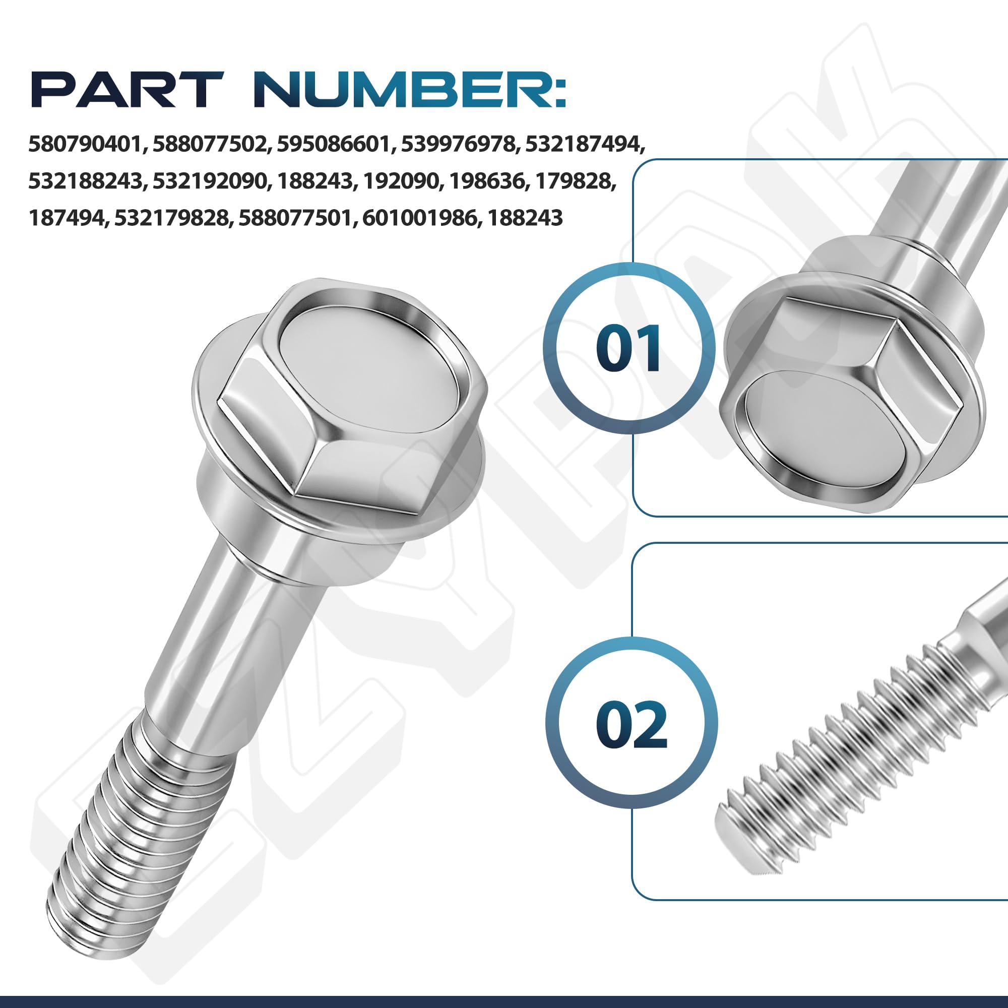 EZYPACK durable steel bolts and nuts ideal for year-round snow blower care.
