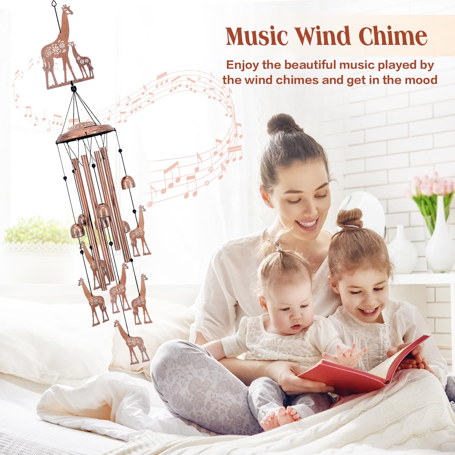 EZTZEN giraffe wind chime nylon rope assembly for durable outdoor use.