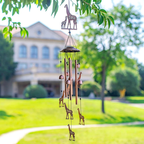 EZTZEN giraffe wind chime rugged aluminum tubes celebrate outdoor music.