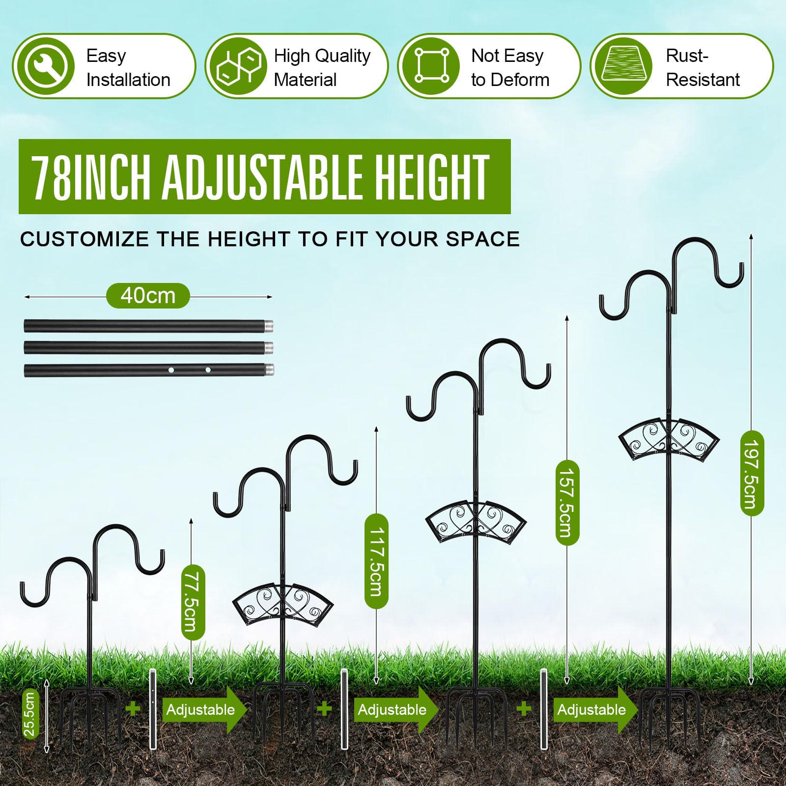 Faankiton garden hose holder height adjustment eases reach without bending.