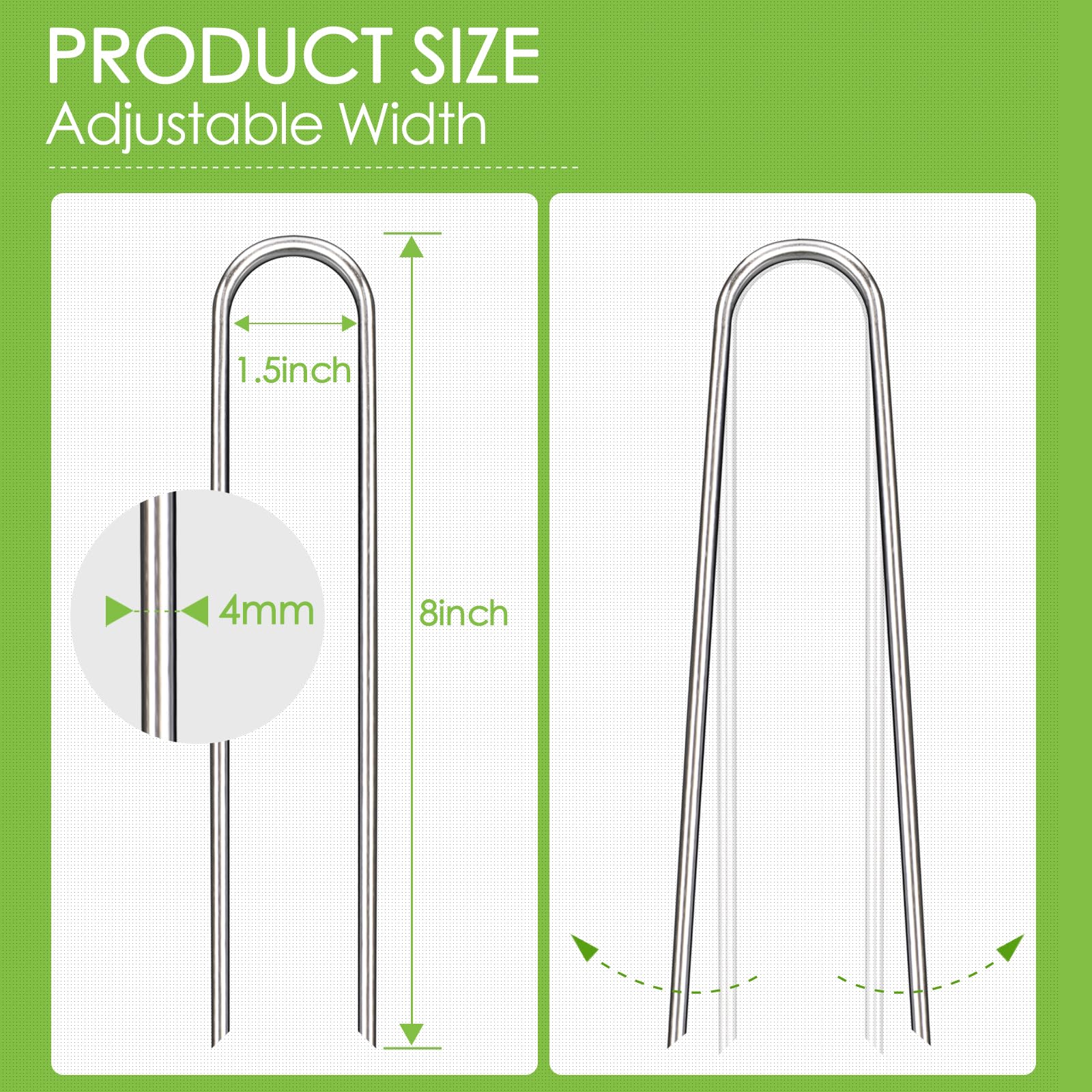 FAAYUCK galvanized steel stakes close-up shows rugged durability for outdoors.