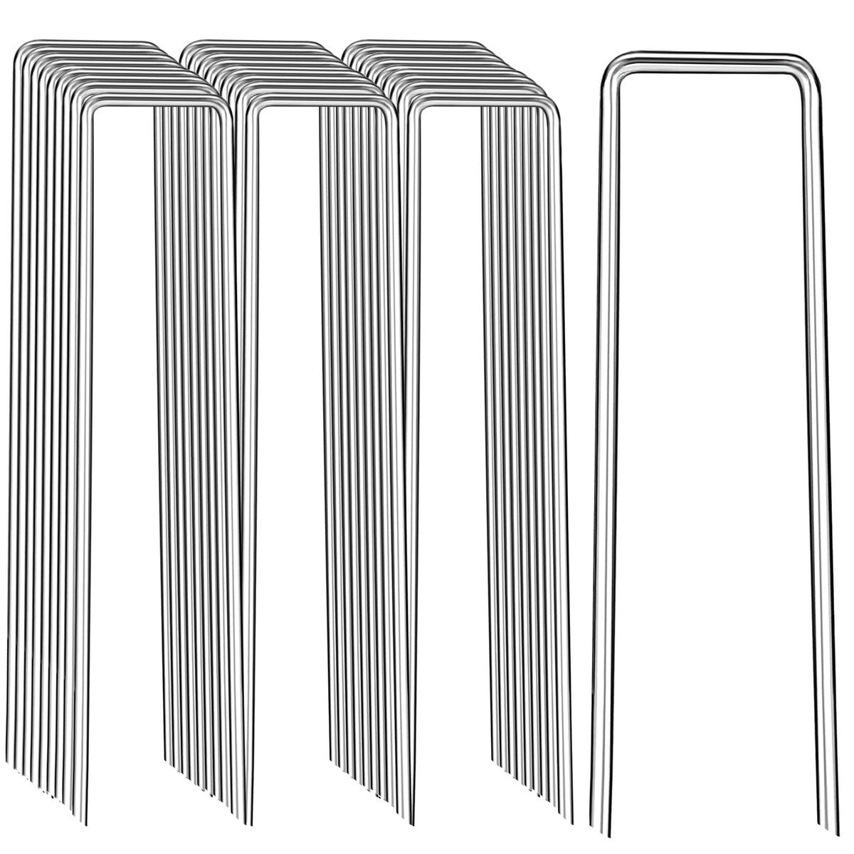 FAAYUCK landscape-stakes-12inch closeup highlights galvanized durability for long-lasting outdoor use.