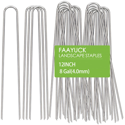 FAAYUCK rust-resistant garden stakes in a yard setting showcasing durability.