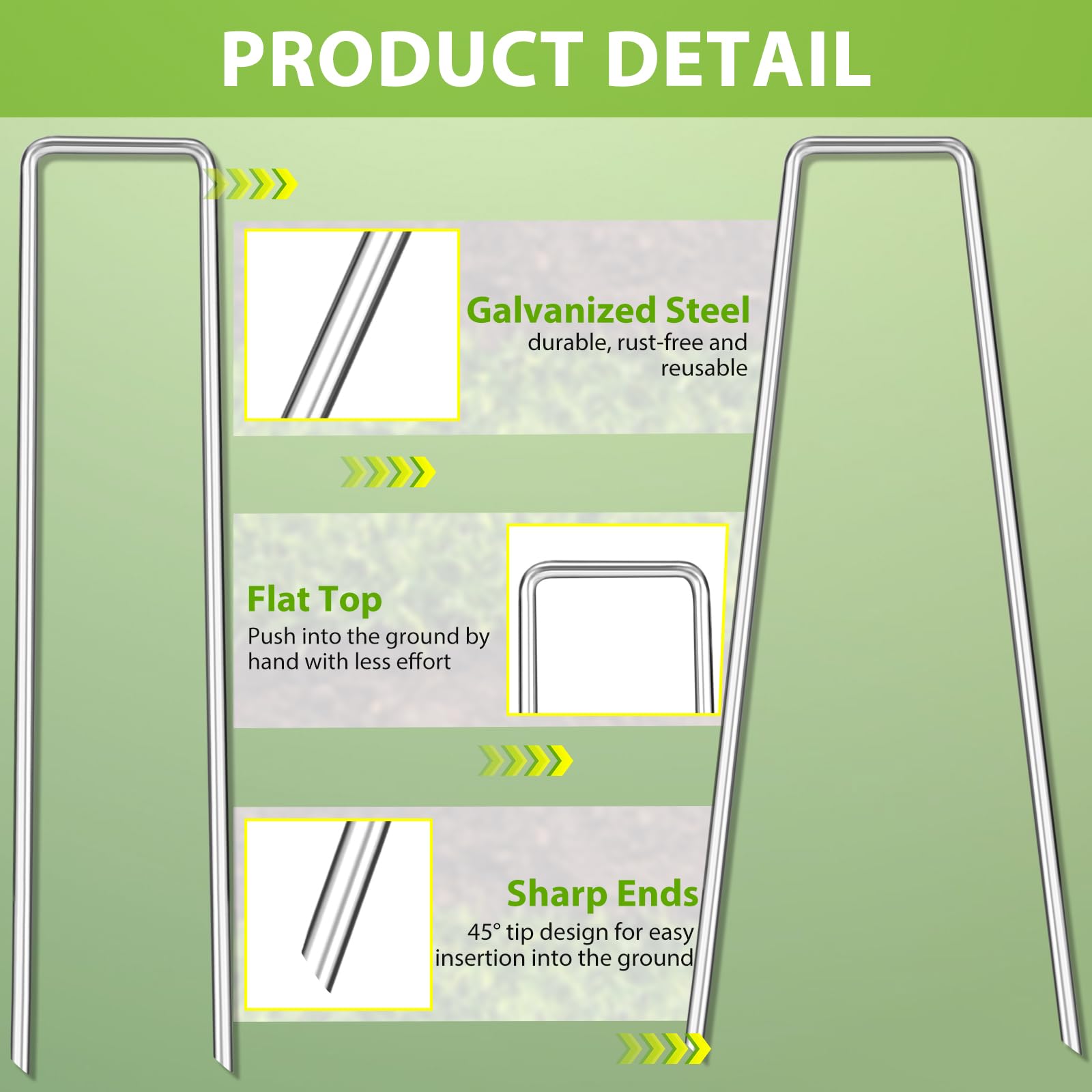 FAAYUCK heavy-duty ground stakes with rust-resistant coating resist harsh weather.