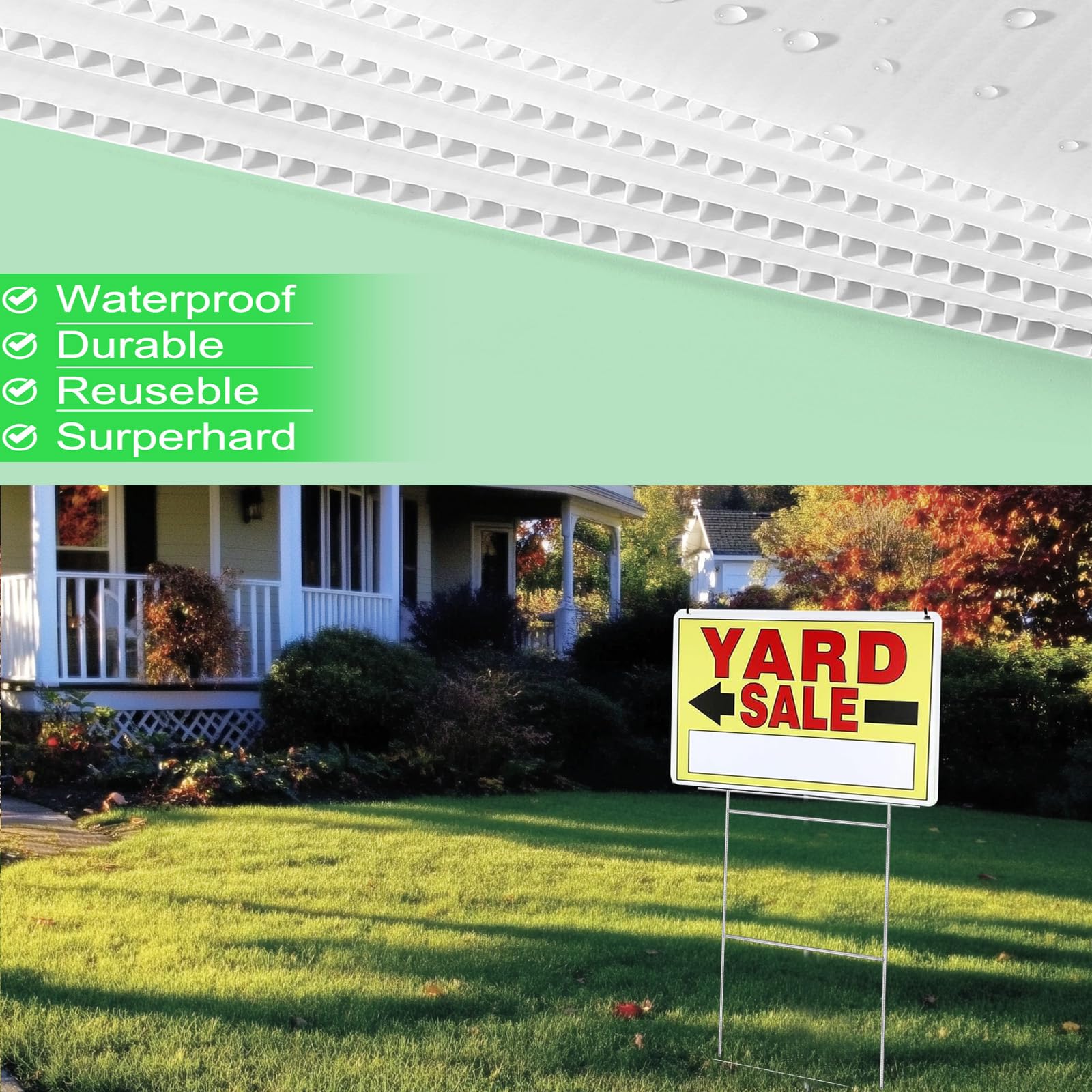 FAAYUCK yard sign stakes assembly with included hardware for quick setup.