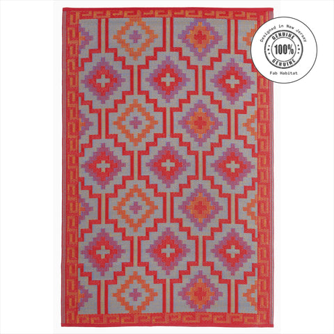 Fab Habitat outdoor rug crease-free storage rolls flat for easy transport.