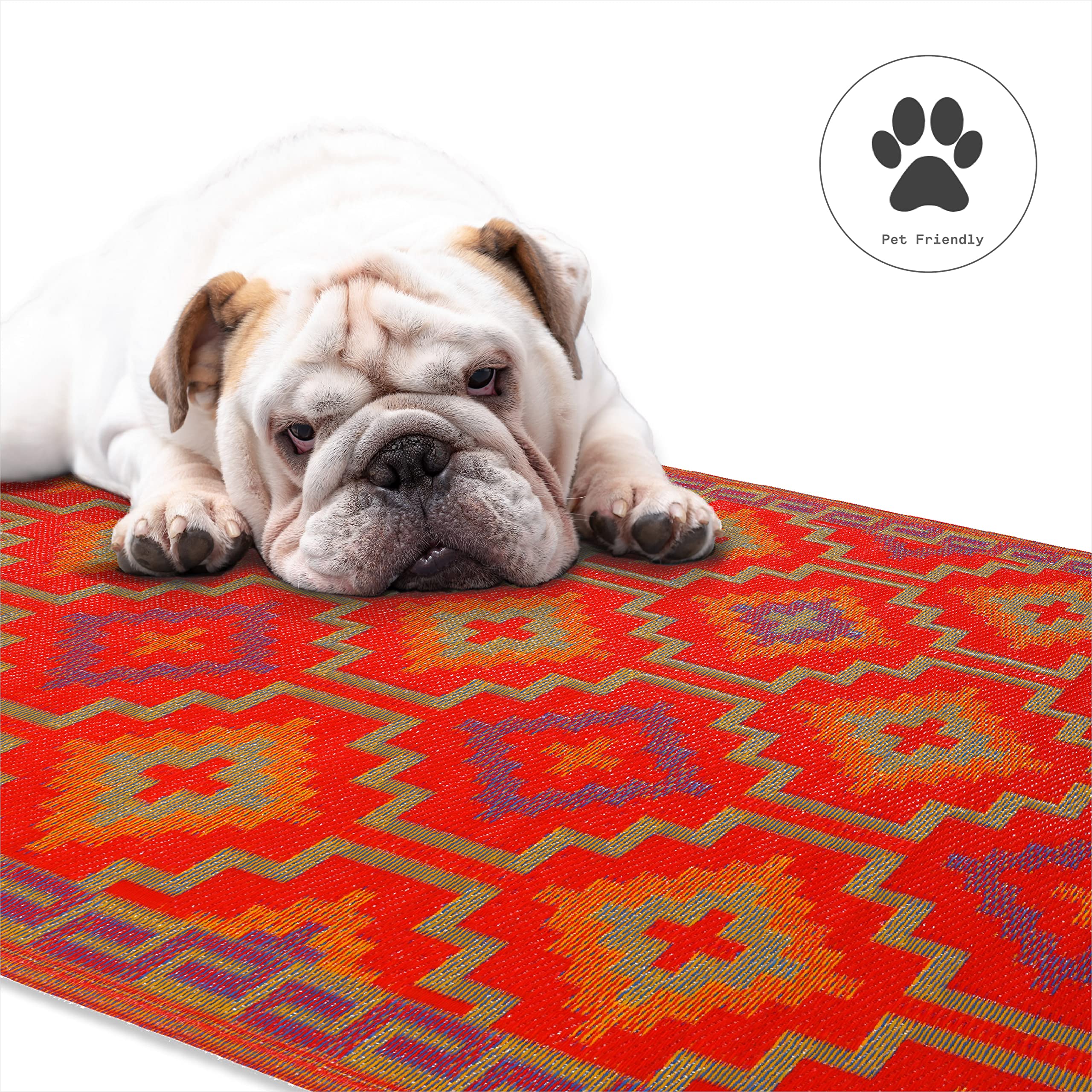 Fab Habitat rug on a deck showing versatile outdoor use.