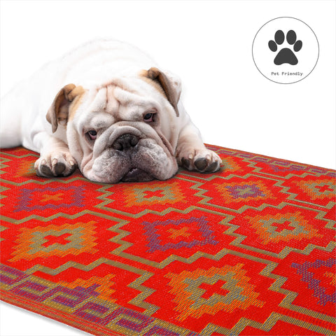 Fab Habitat rug on a deck showing versatile outdoor use.