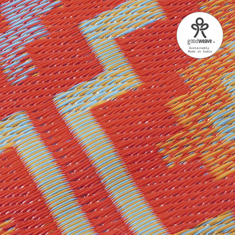 Fab Habitat outdoor rug with reversible pattern for two looks.