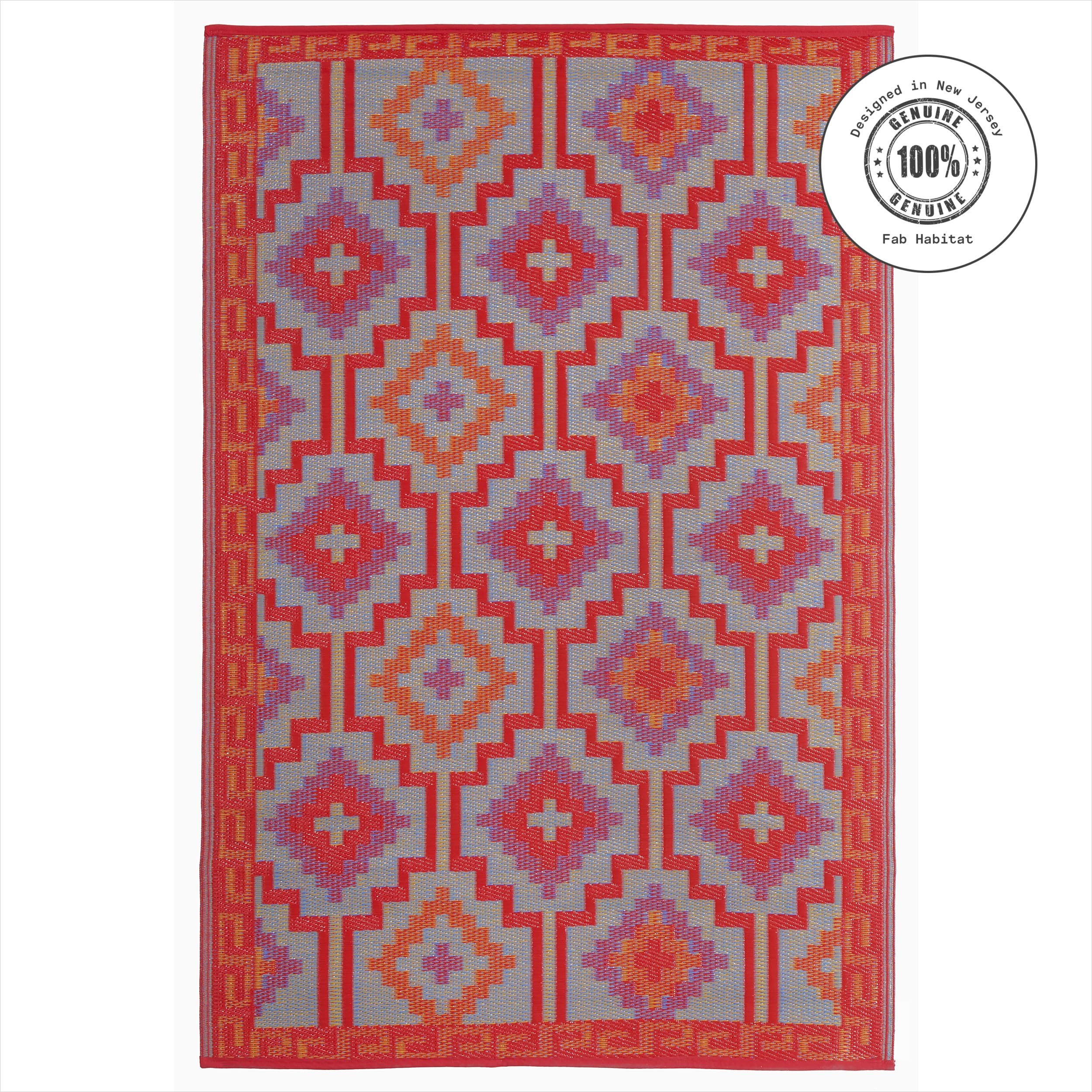 Fab Habitat rug on deck; easy to clean with a hose.