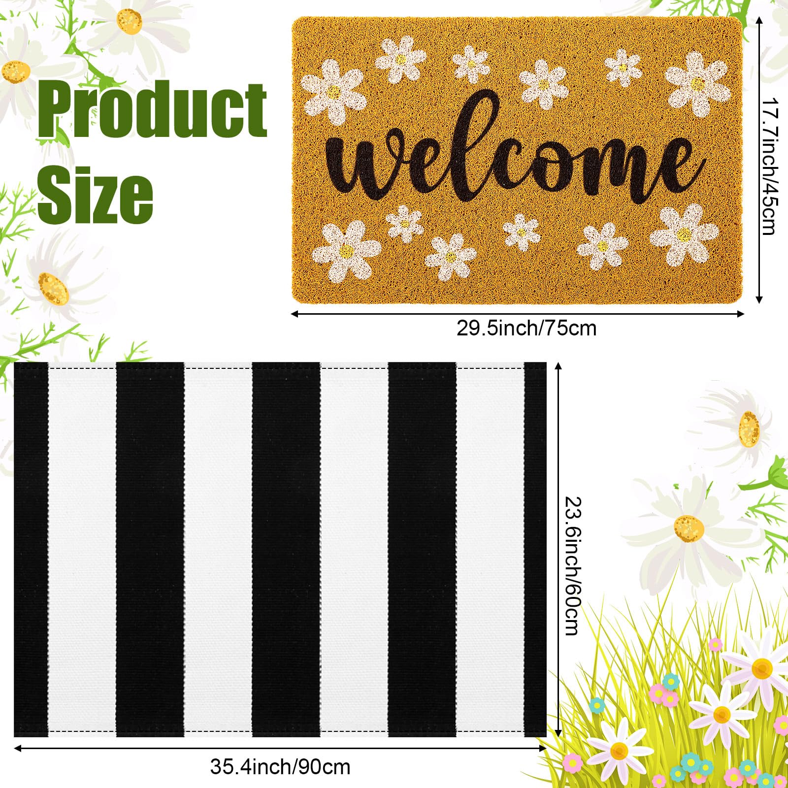 Fabbay daisy doormat with non-slip backing to stay in place