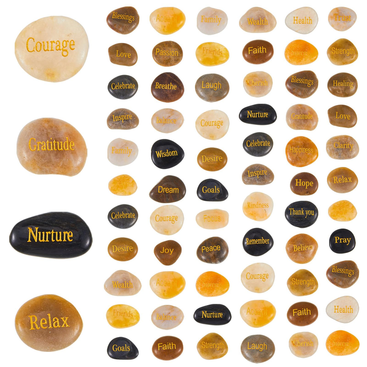 Fabbay engraved inspirational stones pack for gifts and decor