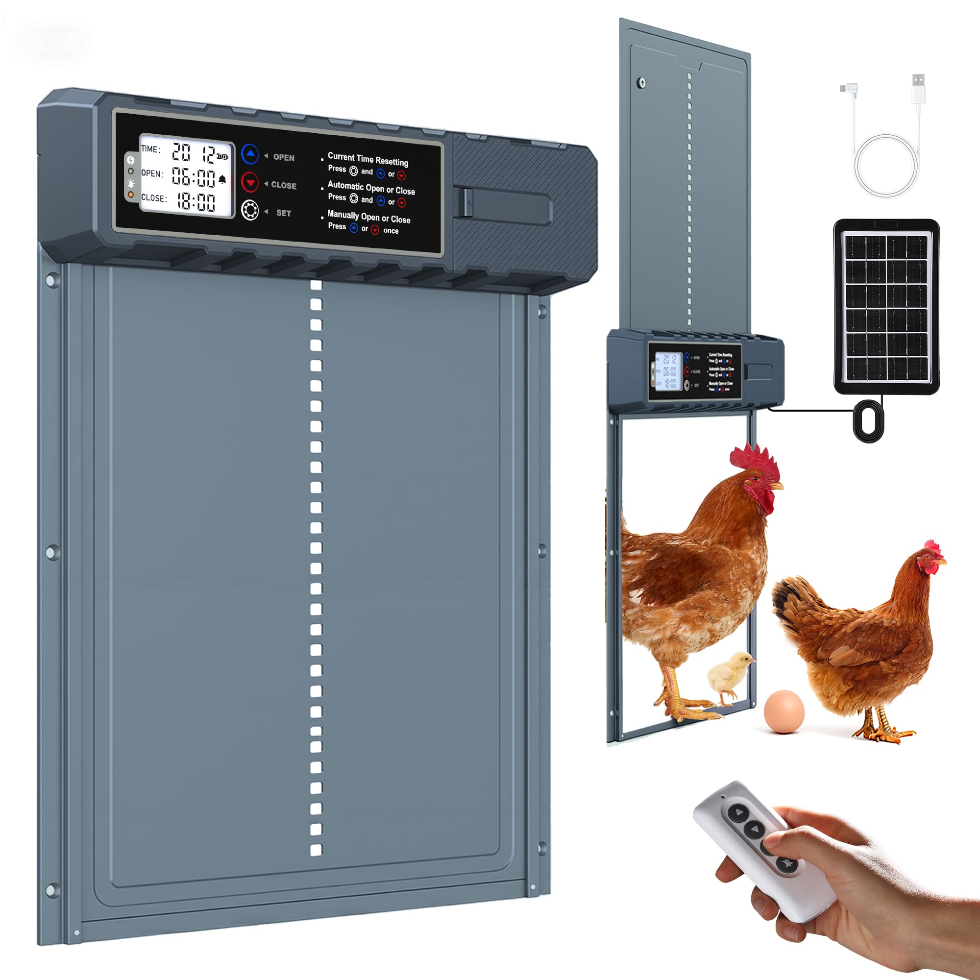 FabStyl Auto Chicken Coop Door with XL passageway enables easier flock access and ventilation