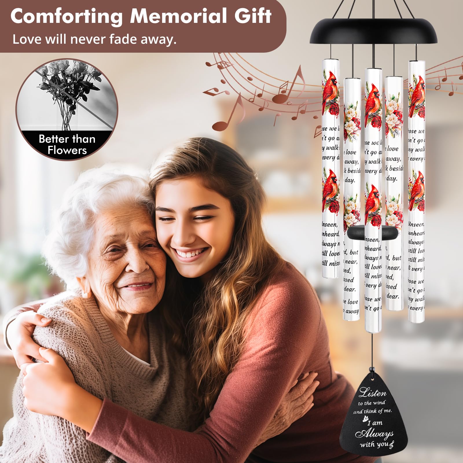 Fabuday memorial wind chimes in gift box with wrap for bereavement gifting