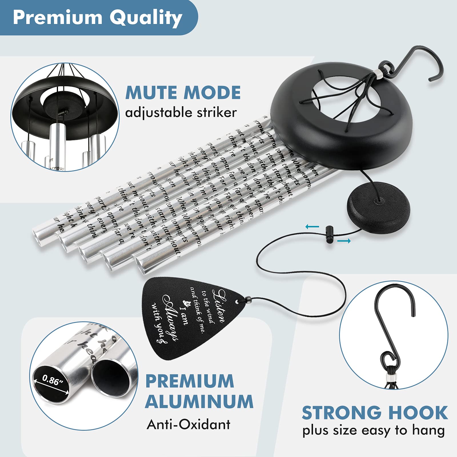 Fabuday outdoor wind chimes enhance porches, patios, and gardens.
