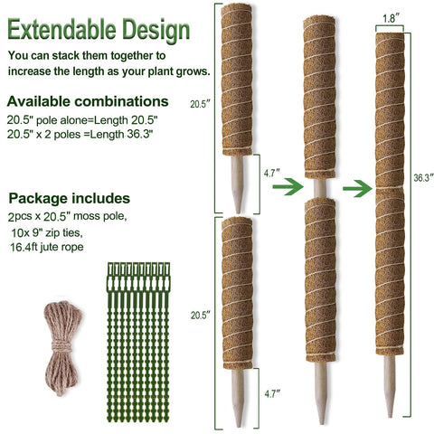 Bonus pack includes jute rope and zip ties for setup