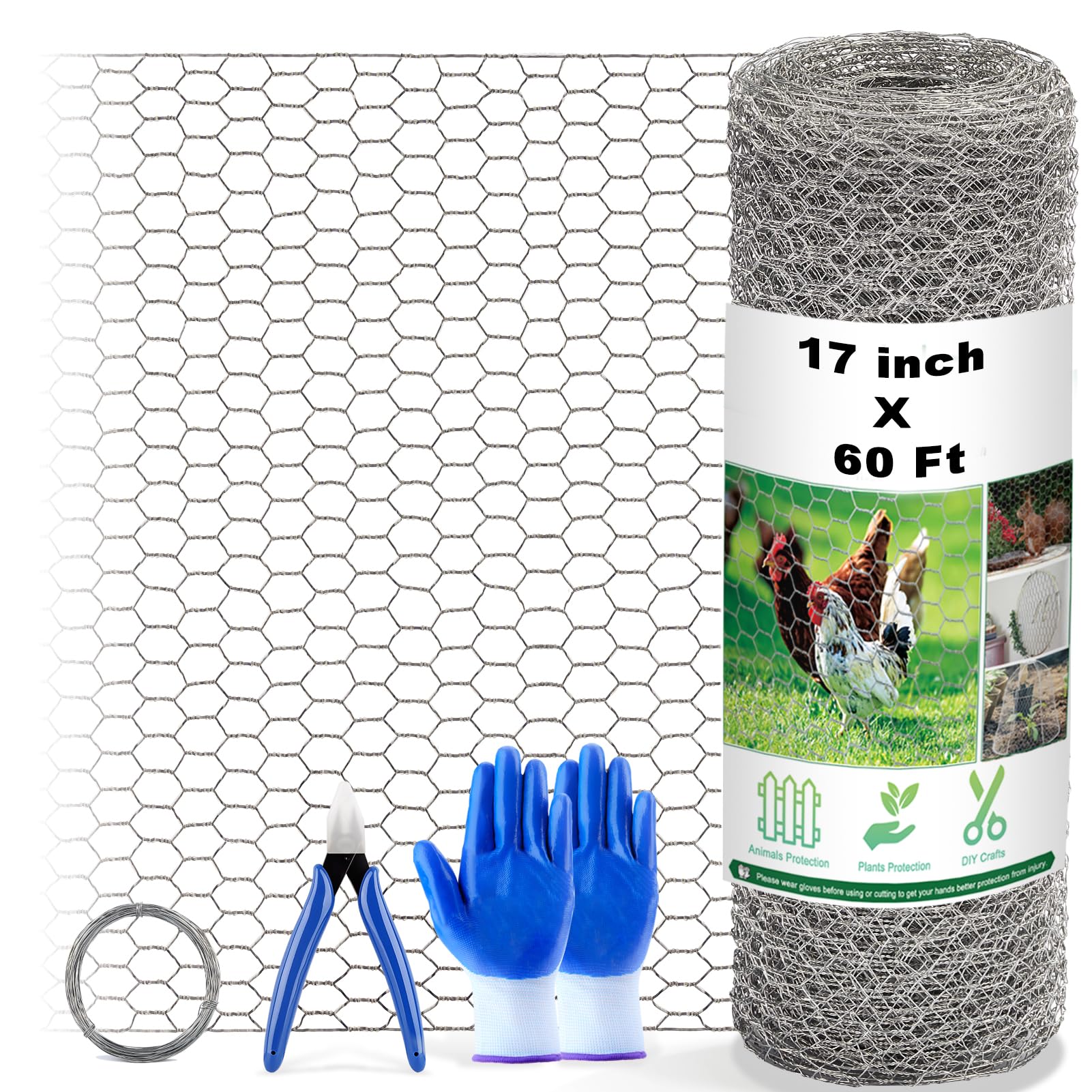 Fabulas chicken wire fence 17in by 60ft roll for wide coverage and easy setup.