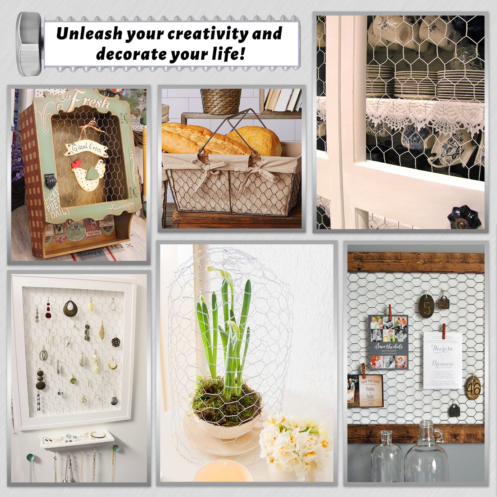 Fabulas floral ready chicken wire blends with garden design while guarding crops.