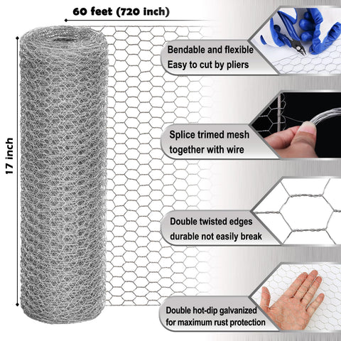 Fabulas galvanized 0.6mm hex wire for durable poultry containment and garden borders.