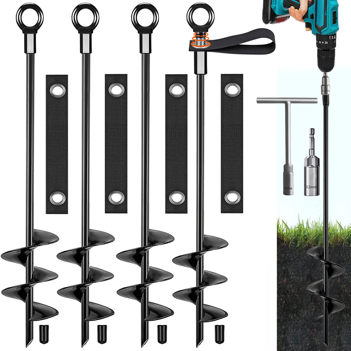 Fabulas Ground Anchors pack shot showing four-pack kit for outdoor stability