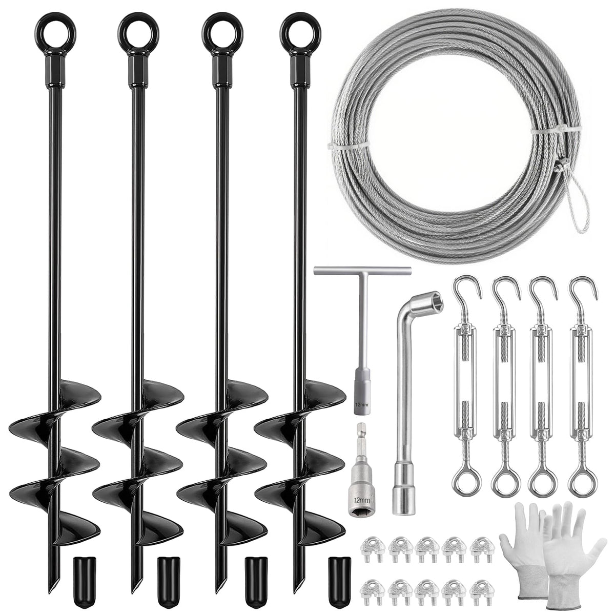 Fabulas ground anchors 18-inch tip for strong soil grip in outdoor installs